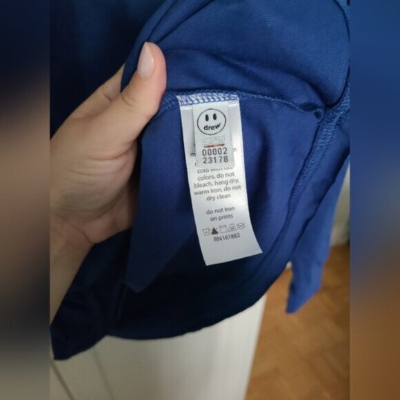 Leafs X Justin Bieber Drew House Blue Smiley Long Sleeved Mock Neck Shirt L - Picture 9 of 15